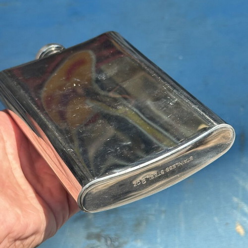 Vintage stainless steel pocket flask 9oz used