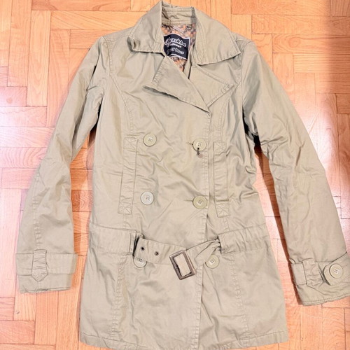 Bershka women's khaki trench coat size Medium used with belt