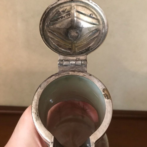 Art Nouveau carafe used with crystal and metal details