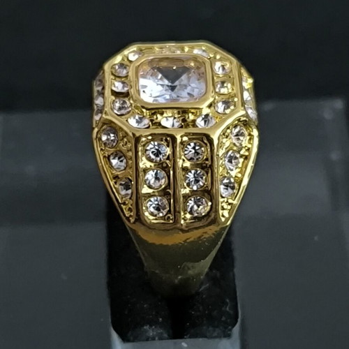 Men's Gold Tone Ring with White Stones new fashion jewelry
