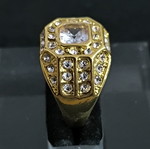 Men's Gold Tone Ring with White Stones new fashion jewelry