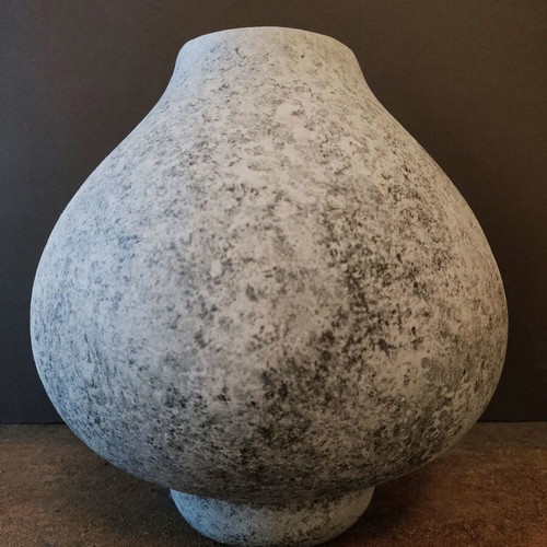 Handmade modern vase with sandy texture in gray shades new