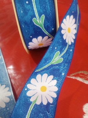Cotton ribbon 10m new with flowers, 4 cm width