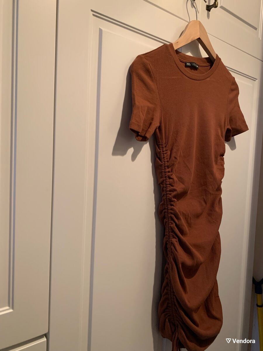 zara ruched brown dress Zara Chocolate Adjustable Dress main image 0
