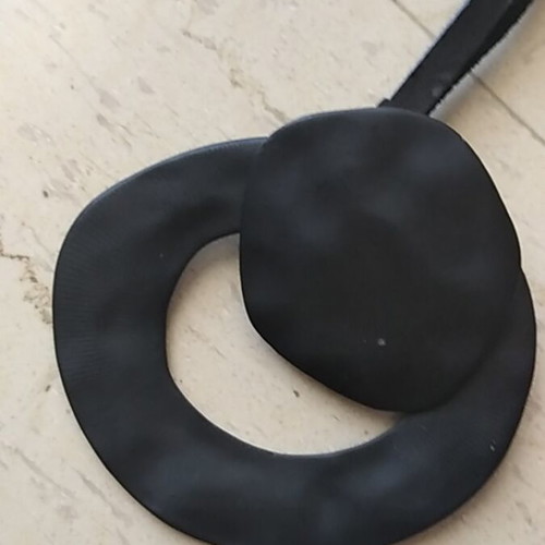 Black metal necklace with leather tie new