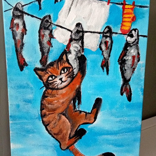 Painting on canvas with acrylics, 13x18cm