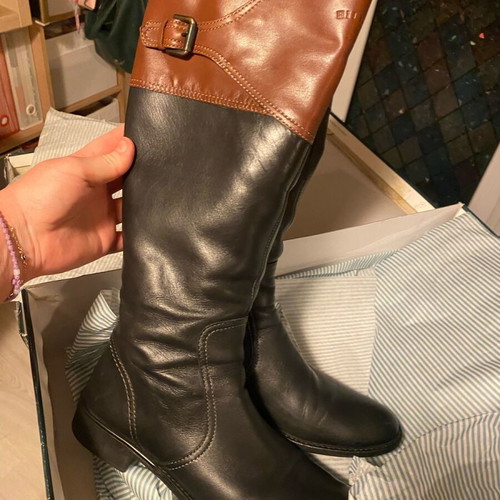 Tommy Hilfiger leather boots like new, size 39, black and brown