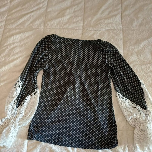 Love Me Apparel black blouse with lace and buttons like new