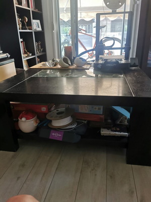 Solid wood coffee table used with glass top and large storage space