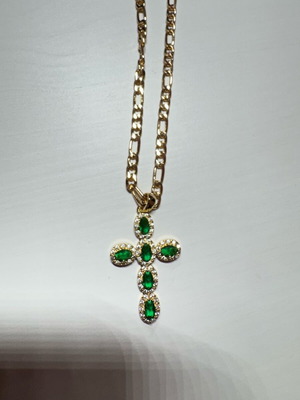 Cross new with green and gold details