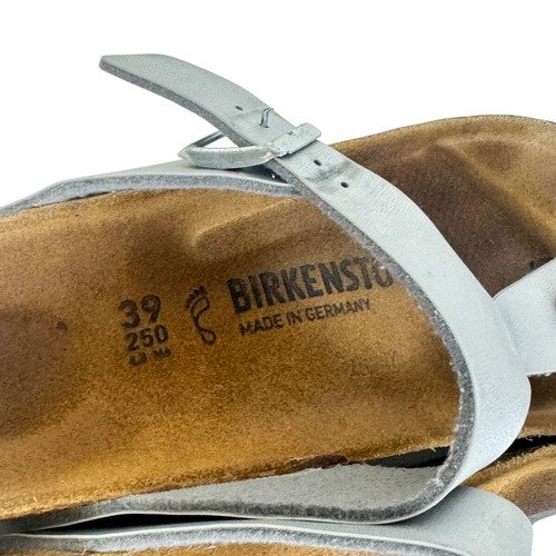 Birkenstock Gizeh Silver Birko-Flor Sandals size 39 used