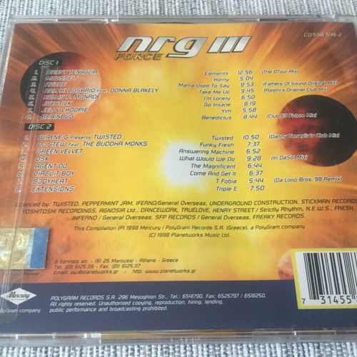NRG Force III 2CD 1998 Planetworks like new, electronic