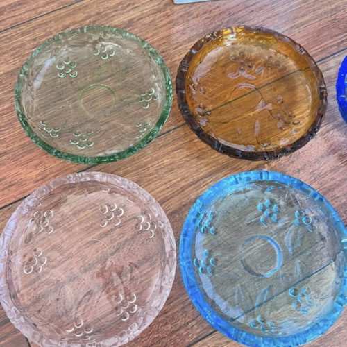 Glass Dessert Plates Set new, colorful