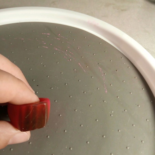 Three fuchsia celluloid rings like new, sizes 8.5, 8.75 and 7.5