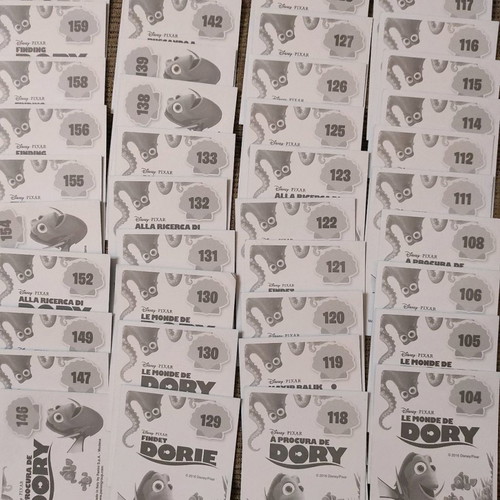 Finding Dory Panini stickers used, 107 pieces