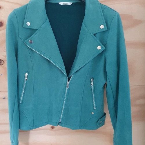 Bikerstyle suedelook green jacket new, size L