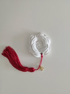 Porcelain flower charm new with tassel and metal element