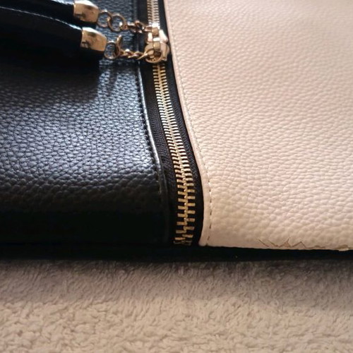 Women's black and white faux leather handbag new