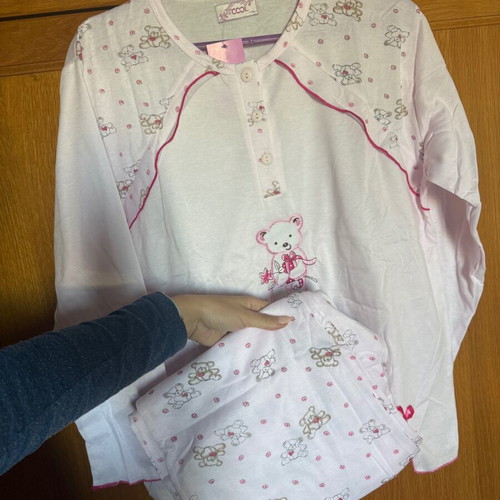 Pajama set with teddy bears new, light pink and white, XXL
