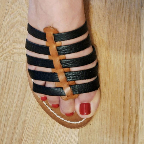 Handmade leather sandals SANDALIA Cyclades like new, size 39, black and brown