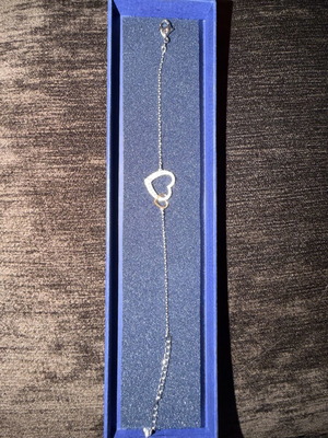 Swarovski bracelet with double heart, silver and gold