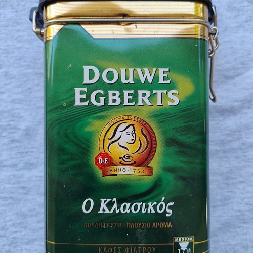 Douwe Egberts Coffee Filter Tin with Lock and Dispenser, like new