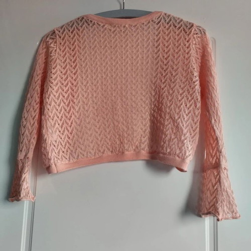 H&M girl's knitted bolero salmon pink boho style like new