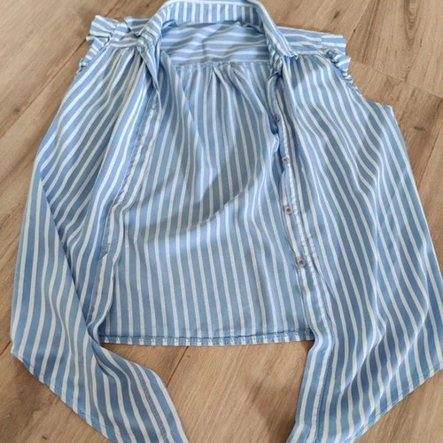 Striped Blue Shirt with Tie like New