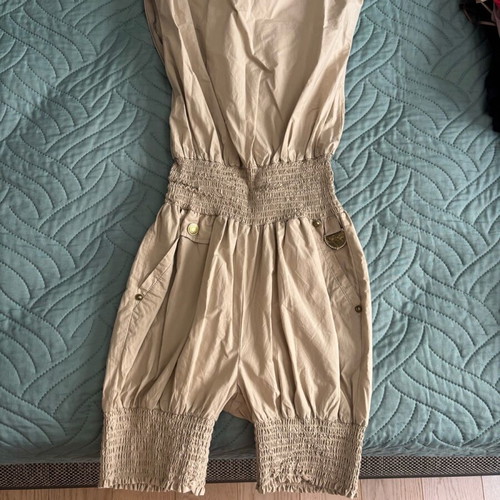 Fracomina strapless one-piece jumpsuit size medium like new, beige, 100% cotton