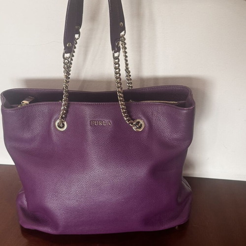 Furla Tote bag like new with chain handles purple