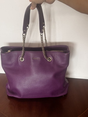 Furla Tote bag like new with chain handles purple