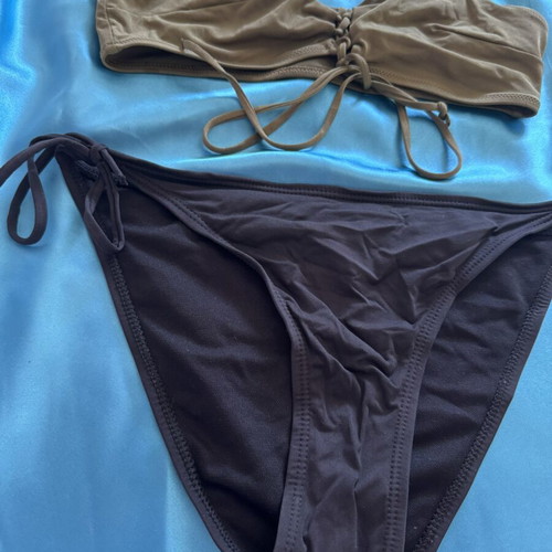 H&M bikini used, top olive and bottom black, size S