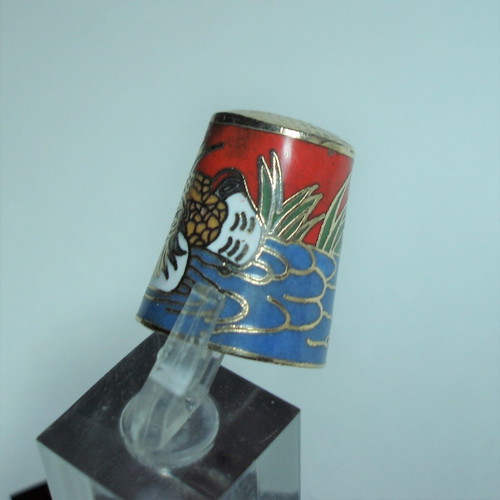 Collectible brass thimble with multicolor enamel new