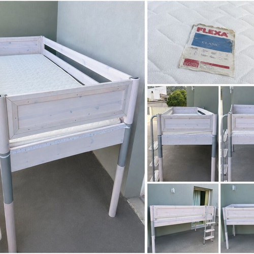 Flexa loft bed with mattress used, Scandinavian premium design