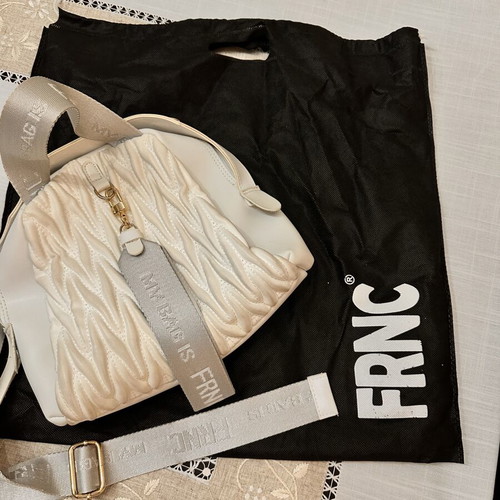 FRNC crossbody bag, white and gold