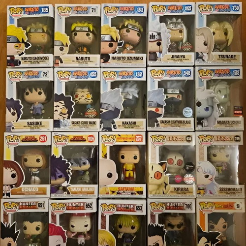 Anime Funko Pop collection with Attack on Titan, Naruto, Tokyo Ghoul, One Piece and more