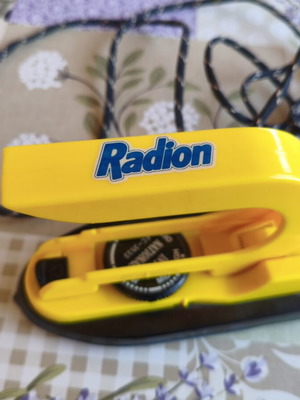 Vintage Radion Mini Travel Iron used, 1980s yellow