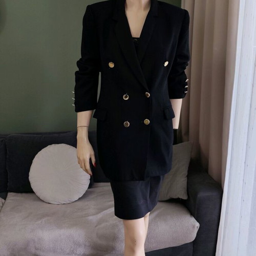 Lola double-breasted wool blazer used, black, size 38