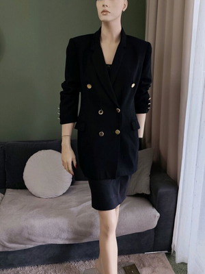 Lola double-breasted wool blazer used, black, size 38