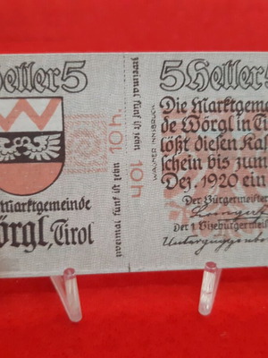 Austria Notgeld 5 Heller banknote 1920 new, uncirculated