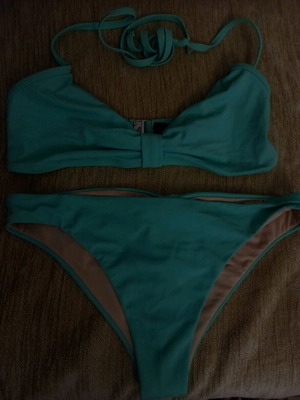 Tropical bikini new turquoise Brazil swimsuit top M bottom S