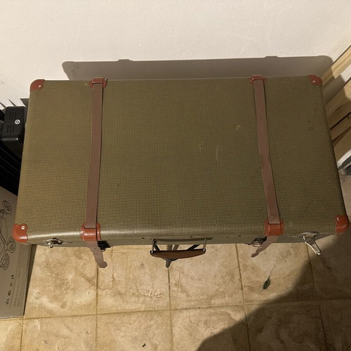 Vintage suitcase used with embossed inscription, 45x70 cm