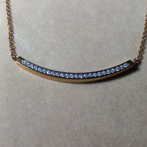 Loisir necklace with zircon, new, gold-plated stainless steel