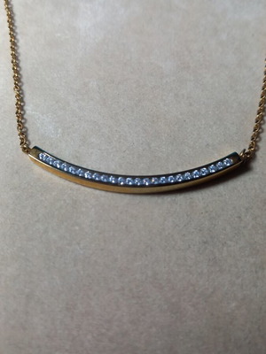 Loisir necklace with zircon, new, gold-plated stainless steel
