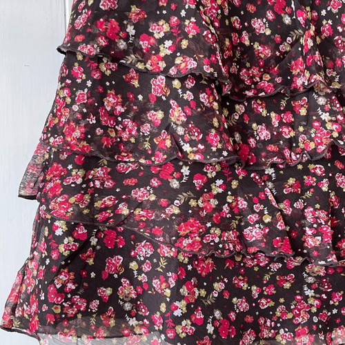 Boho floral skirt used, La Redoute Collections, black and pink