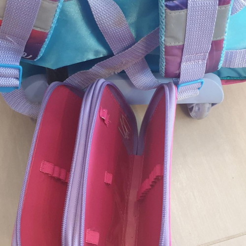 Barbie school trolley bag and pencil case used, 47 x 34 cm