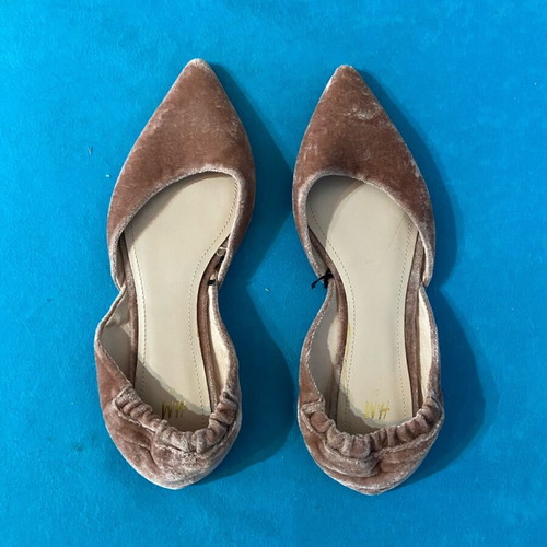 H&M women's ballet flats like new, velvet pink-beige size 37