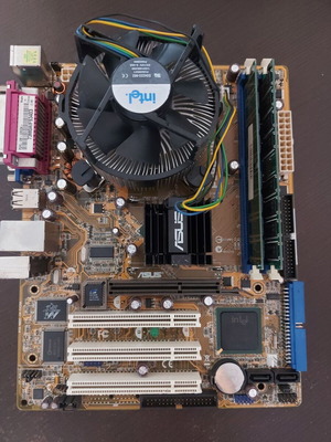 Μητρική Asus P5PE-VM σαν καινούργια με AGP8X slot και επεξεργαστή Celeron D