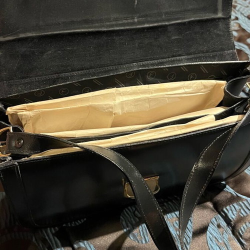 Leather vintage shoulder bag used, black