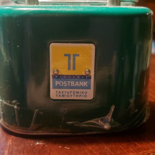 Postbank Savings Box used, green without key